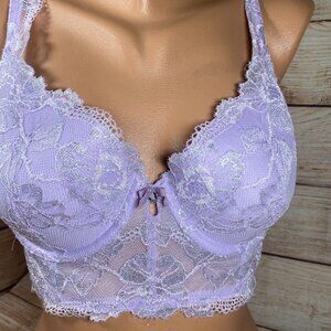 Victoria’s Secret Longline Bra 34D Lined Demi Body By Victoria Purple Lace